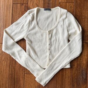 Brandy Melville Cream Ribbed Knit Crop Top